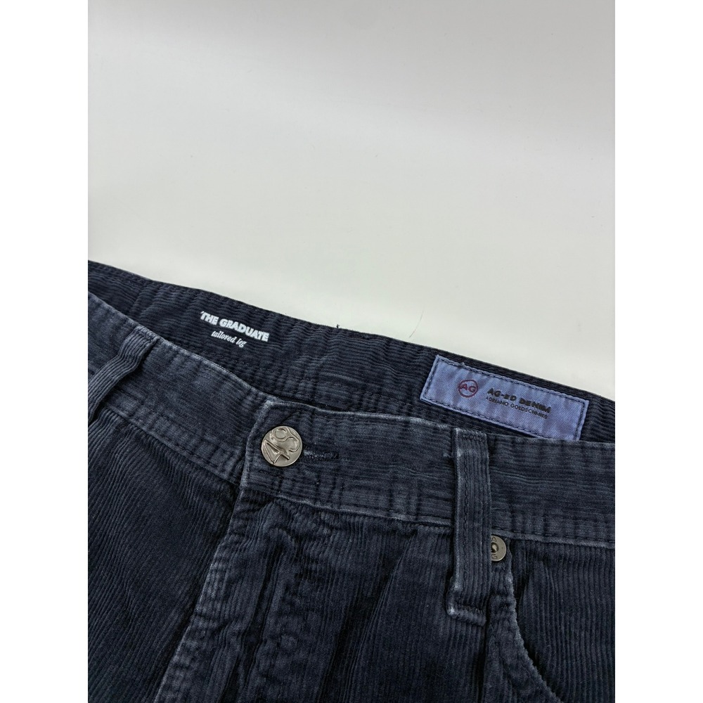 AG Adriano Goldschmied The‎ Graduate Tailored Leg Corduroy Pants Navy Blue 34X34